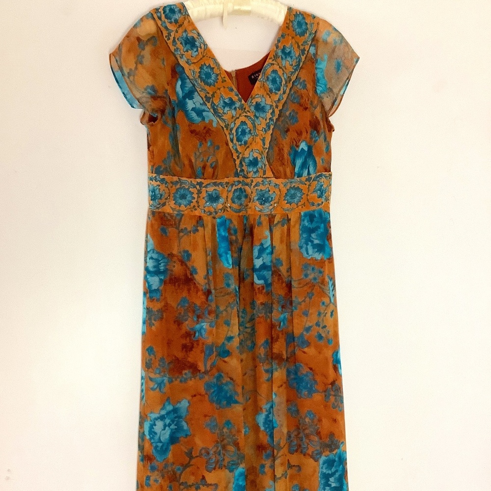 Signature Bee Fairy Bohemian Style Silk Dress Multicolored